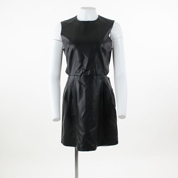 French Connection Crolenda PU Cutout Dress in Black - Picture 2 of 5